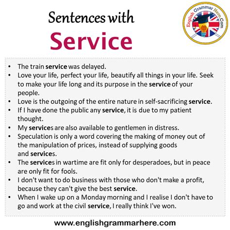 At your service in a sentence